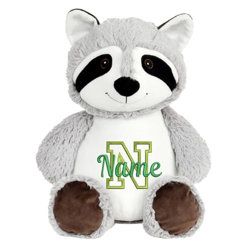 Elefantasie Stofftier Waschbär mit Name Bestickt personalisiertes Kuscheltier mit Stickmotiv Geschenk Geburt (Buchstabe) von Elefantasie
