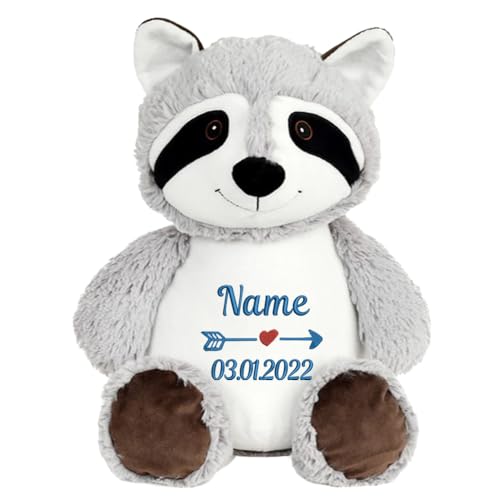 Elefantasie Stofftier Waschbär mit Name Bestickt personalisiertes Kuscheltier mit Stickmotiv Geschenk Geburt (Pfeil) von Elefantasie