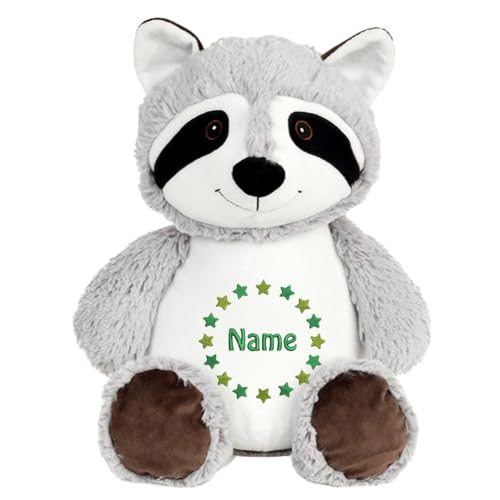 Elefantasie Stofftier Waschbär mit Name Bestickt personalisiertes Kuscheltier mit Stickmotiv Geschenk Geburt (Sternkreis) von Elefantasie