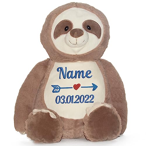 Elefantasie Stofftier mit Name Bestickt Kuscheltier Faultier personalisiert Pfeil von Elefantasie