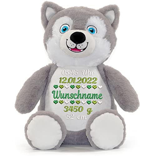 Elefantasie Stofftier mit Name Bestickt Kuscheltier Husky personalisiert Stickmotiv Geburtsdaten Elefantasie Stofftier mit Name Bestickt Kuscheltier Husky personalisiert Stickmotiv Geburtsdaten von Elefantasie