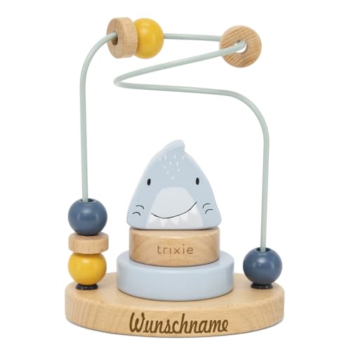 Elefantasie Trixie Mini Motorikschleife aus Holz PERSONALISIERT Steckspiel mit Namen graviert Geschenk zur Geburt (Hai) von Elefantasie