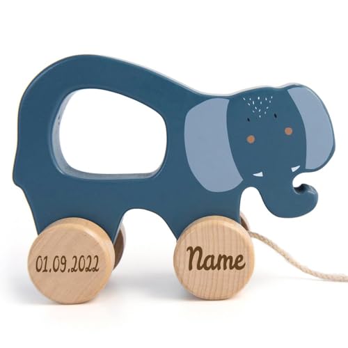 Trixie Nachziehtier Holz PERSONALISIERT mit Name und Datum graviert Motorikspielzeug ab 18 Monate Elefant Trixie Nachziehtier Holz PERSONALISIERT mit Name und Datum graviert Motorikspielzeug ab 18 Monate Elefant von Elefantasie