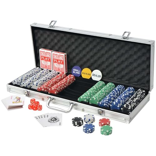 Eleganz Poker Set mit 500 Chips aus Kunststoff und Aluminium - Professionelles Casino-Set für Zuhause, Bar oder Pokerabende - Langlebig und Hochwertig von Eleganz