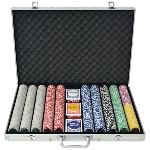 Poker Set mit 1.000 Laserchips Aluminium - Professionelles Casino Poker Set für Homegame, Party & Turniere - Hochwertige Chips & Langlebiges Design von Eleganz