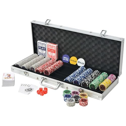 Poker Set mit 500 Laserchips Aluminium - Professionelles Casino Poker Set für Homegames, Pokerabende und Turniere - Hochwertige Chips mit Laserpräg für langanhaltenden Spaß von Eleganz