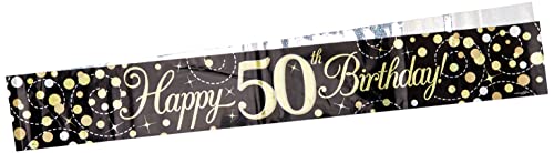 Eleganza 625570 9 ft. Spruchband zum 50. Geburtstag, holografisch, Schwarz/goldfarben Eleganza 625570 9 ft. Spruchband zum 50. Geburtstag, holografisch, Schwarz/goldfarben von OakTree