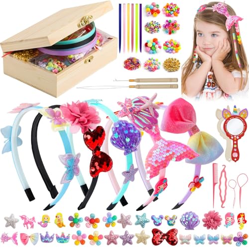 Bastelset Kinder ab 5 Jahre, Haarschmuck Spielzeug ab 6-12 Jahre Haarreifen Haarspangen DIY haargummis Kinder Haarperlen Hair Braiding Machine Bunte Haarsträhnen Geschenk Mädchen 5 6 7 8 Jahre von Elektheim