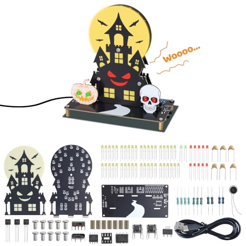 Halloween Lichter DIY Lötprojekte, ElektoLoter Löt Bausatz mit 3 Lichtmodi und Unheimlichen Soundeffekten, Schloss Kürbis Totenkopf Halloween Deko Löten Baukasten für Elektronisches Lernen Halloween Lichter DIY Lötprojekte, ElektoLoter Löt Bausatz mit 3 Lichtmodi und Unheimlichen Soundeffekten, Schloss Kürbis Totenkopf Halloween Deko Löten Baukasten für Elektronisches Lernen von ElektoLoter