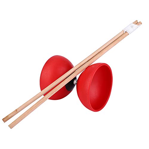 Chinesisches Yoyo-Set, dreifach gelagertes Diabolo mit bunten Stöcken für Anfänger und Fortgeschrittene jeden Alters (red) von Elelif
