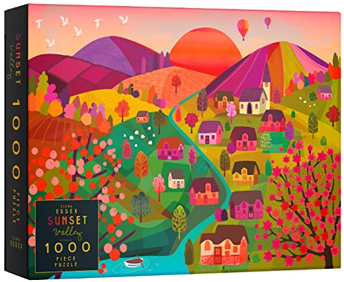 Elena Essex Puzzel - Sunset Valley | Puzzle 1000 Teile Erwachsene | Puzzle Erwachsene | Puzzle 1000 Teile | Puzzle 1000 | Landschaft Dorf Herbst Winter Puzzle | Puzzlegröße 70 x 50 cm von Elena Essex