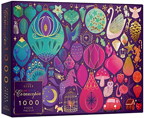 Weihnachtspuzzle - Weihnachten Cornucopia | Weihnachtspuzzles 1000 Teile | Puzzles für Erwachsene 1000 Teile und größer | Puzzle-Puzzles Größe 28 x 20 Zoll | Elena Essex Puzzles von Elena Essex