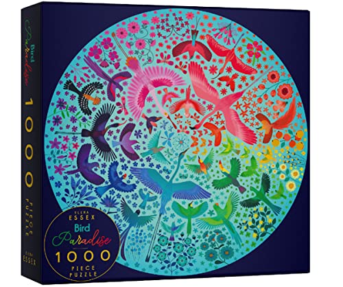 Puzzle - Bird Paradise | 1000 Puzzle | Puzzle Erwachsene Anspruchsvoll | Rundes Puzzle | Vogel Regenbogen Farbverlauf Puzzle | Durchmesser 67 cm | Elena Essex Puzzle von Elena Essex