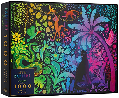 Elena Essex Puzzle - Radiant Jungle | 1000 Puzzle | Puzzle Erwachsene Anspruchsvoll | Puzzle Schwarz | Tier Vogel Regenbogen Farbverlauf Puzzle | Puzzlegröße 70 x 50 cm von Elena Essex