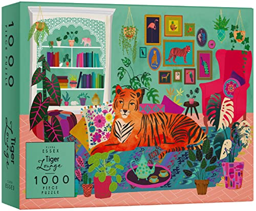 Elena Essex Puzzle - Tiger Lounge | Puzzle Erwachsene Anspruchsvoll | 1000 Puzzle | Puzzel | Katze Pflanzen Sukkulenten Puzzle | Puzzlegröße 70 x 50 cm von Elena Essex