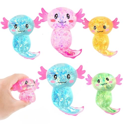 ElevaPulse Axolotl Squishy - 6 Stück Niedliche Axolotl Squeeze Toys, Stressabbau Spielzeug für Kinder und Erwachsene, Weiches und Elastisches Quetschspielzeug in Leuchtenden Farben ElevaPulse Axolotl Squishy - 6 Stück Niedliche Axolotl Squeeze Toys, Stressabbau Spielzeug für Kinder und Erwachsene, Weiches und Elastisches Quetschspielzeug in Leuchtenden Farben von ElevaPulse