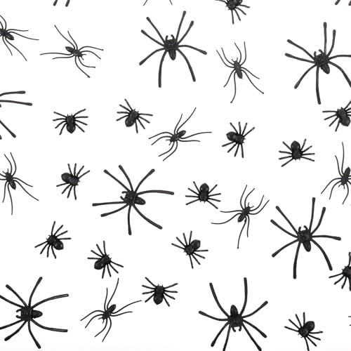 ElevateTech 160 Stück Realistische Spinnen 3 Größen Halloween Realistische Kunststoffspinnen Schwarze Streich-Requisiten Partygeschenke Dekorationen Für Mädchen Und Jungen von ElevateTech