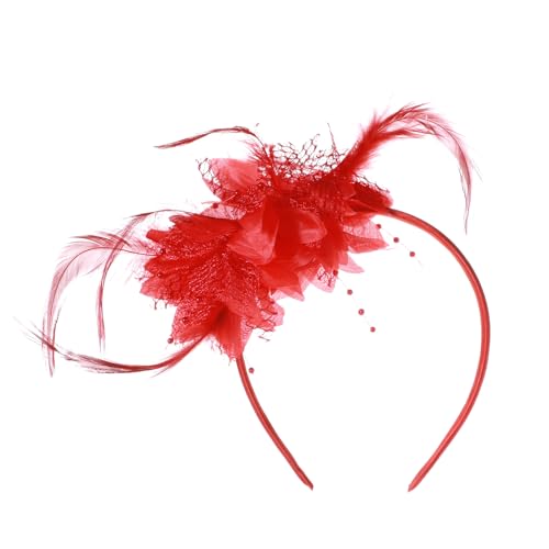 ElevateTech 1920er Jahre Feder Fascinators Stirnband, Queen Flapper Kopfschmuck Vintage Haarspange für Frauen Cocktail Hochzeit Party (Rot) von ElevateTech