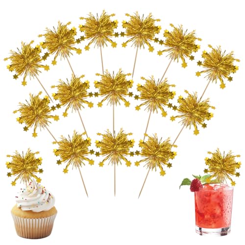 ElevateTech 40 Stück Folien-Feuerwerk-Cupcake-Topper, glitzernde Lametta-Kuchenaufsätze, Kuchendekoration, Happy Birthday-Topper, Blumen, Kuchendekoration, Cocktail, Lebensmittel, Obst, Zahnstocher ElevateTech 40 Stück Folien-Feuerwerk-Cupcake-Topper, glitzernde Lametta-Kuchenaufsätze, Kuchendekoration, Happy Birthday-Topper, Blumen, Kuchendekoration, Cocktail, Lebensmittel, Obst, Zahnstocher von ElevateTech