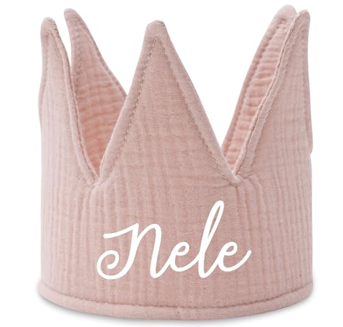 Elfenstall Personalisierbare Geburtstagskrone aus Stoff von Jollein mit Wunschname (Wild Rose) von Elfenstall