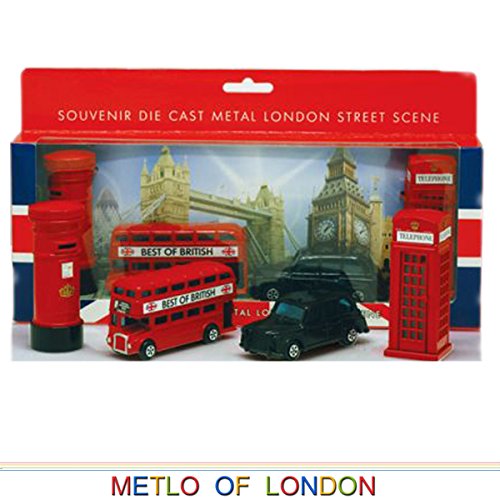 London Souvenir / Collectable Die Cast 8-9cm length Model Set Containing Bus, Taxi, Telephone Box and Post Box by Elgate London Souvenir / Collectable Die Cast 8-9cm length Model Set Containing Bus, Taxi, Telephone Box and Post Box by Elgate von Elgate