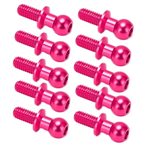 ElgnAura 10pcs TT01 TT02 RC Car Accessories, RC Car Ball Screws Metal Link Rod Shock Absorbers End Parts (Pink) von ElgnAura