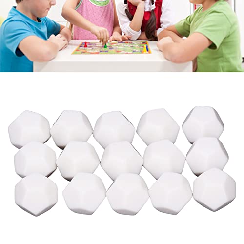 ElgnAura 12 Sided Dice, 30PCS Plastic Write On Educational Dice Cubes Polyhedral Dice Kit for Fun Learning 2.2cm White von ElgnAura