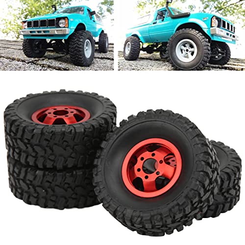 ElgnAura 4WD RC -Auto -Upgrade Gummi -Reifen Aluminium -Leichtmetallrad Nabe für C14 C24 B14 B24 B16 B36 1/16 RC -Auto Teil (Red) von ElgnAura