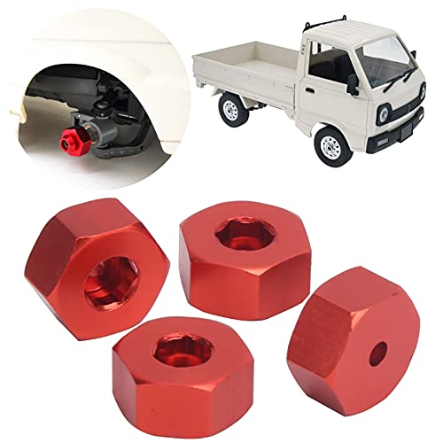ElgnAura 5 mm bis 12 mm Adapter, RC Hex Combiner Wheel Hub Hex Adapter für WPL D12 1/10 RC Model Trucks (Red R) von ElgnAura