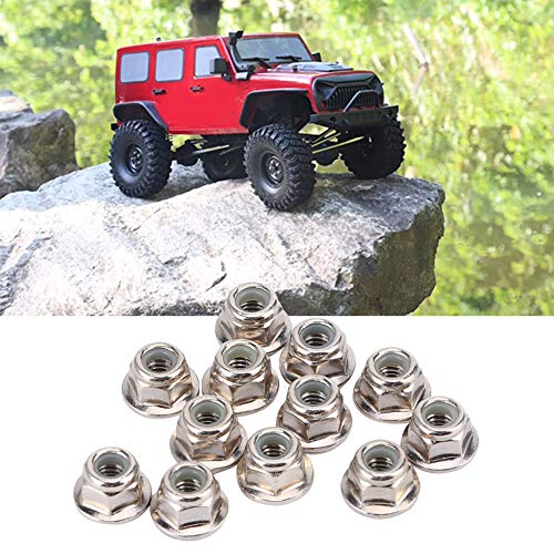 ElgnAura Hochfestes RC -Auto -Verriegelungsmutter, überdaches leichte RC -Radrockmutter für axiale SCX10 1/10 RC Modellauto (Silber) von ElgnAura