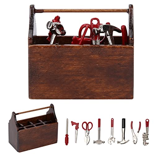 ElgnAura Miniature Tool Box Holzwerkzeugkastenmodell für 1/12 Puppenhauszubehör mit 8pcs Metall -Werkzeugen Set ElgnAura Miniature Tool Box Holzwerkzeugkastenmodell für 1/12 Puppenhauszubehör mit 8pcs Metall -Werkzeugen Set von ElgnAura