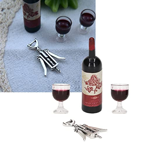 ElgnAura Puppenhaus-Miniatur-Weinflaschen, Rotwein-Set im Maßstab 1:12, Rotweinglas-Flaschenöffner, Mini-Puppenhaus-Dekoration ElgnAura Puppenhaus-Miniatur-Weinflaschen, Rotwein-Set im Maßstab 1:12, Rotweinglas-Flaschenöffner, Mini-Puppenhaus-Dekoration von ElgnAura