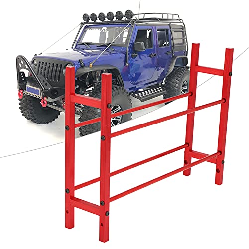 ElgnAura RC Tire Rack, Outlast RC Tyre Storage Double Layer Display Shelf for 1/10 SCX10 90046 D90 Crawler Car (Red) von ElgnAura