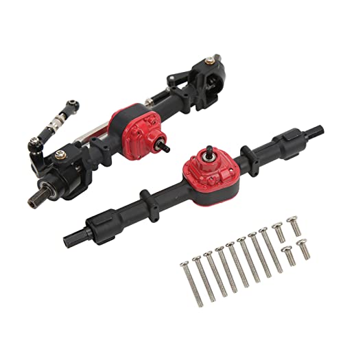 ElgnAura -Upgrade -Teile für MN D90, RC -Autoachse mit Metall vorderen Hinterachsen für D91 99S FJ45 1/12 RC Car (Schwarz rot) von ElgnAura