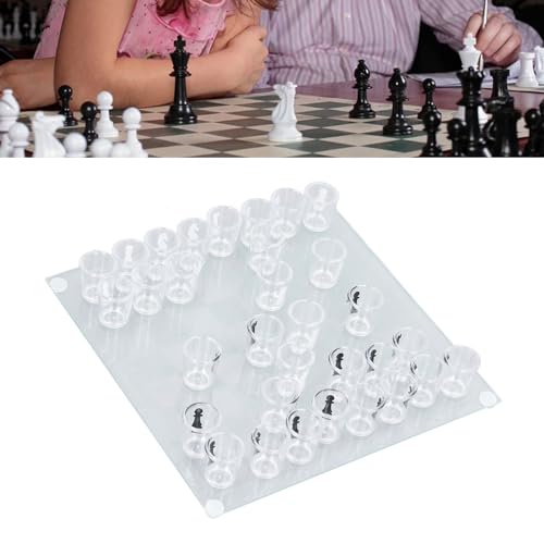 Elgnaura Fun Game Nights mit Schach- und Glasstücken - 22,5 x 22,5 cm Brett für Partys und Unterhaltung von ElgnAura
