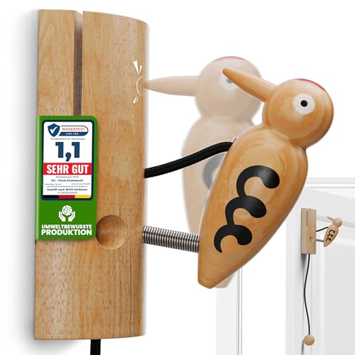 Eli® Klopfspecht für Kinder aus Holz - Klingel für Baumhaus - Spielhaus - Kinderzimmer - Haustür - Stelzenhaus - Kinderspielhaus - Glocke - Geschenk für Jungen und Mädchen (Klopfspecht) von Eli