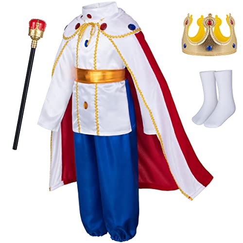 Elibelle Charmantes Prinz-Kostüm für Jungen, für Geburtstag, Halloween, Cosplay, Verkleidung, königliche Outfits für Kinder, Weiß, 6–7 Jahre (130 cm) von Elibelle