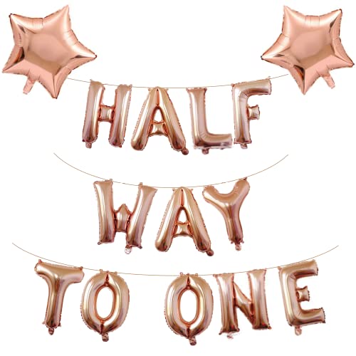 Half Way To One Banner, Rose Gold Baby Shower Dekoration Ballons Ideal für Baby Party Supplies von Elicola