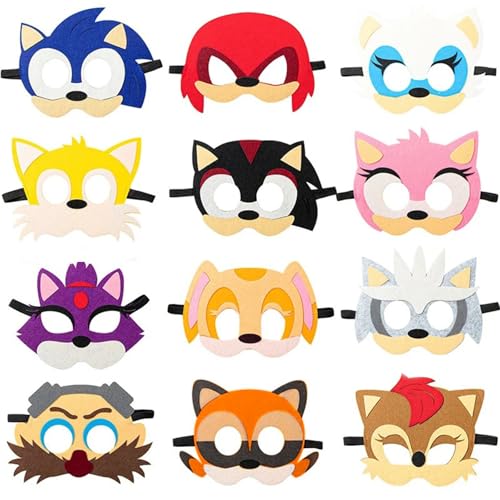 Elie&Eason 12 Stück Filz-Tiermasken, Igel-Party-Masken, Kindermaske, Partytütenfüller, Maskerade, Geburtstag, Dschungel-Thema, Verkleidung, Cosplay, Zubehör, Geschenk für Kinder und Fans von Elie&Eason