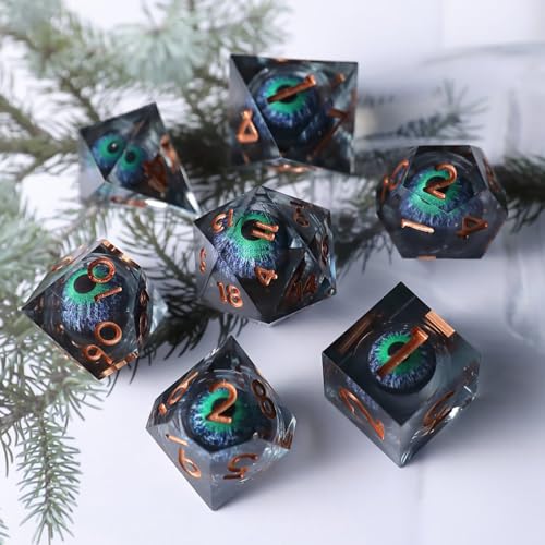 DND Würfel Set Drachenauge Polyedrische Harz Spielwürfel Scharfkantige D&D Rollenspiel-Würfel für Dungeons and Dragons RPG MTG Pathfinder D4 D6 D8 D10 D% D12 D20 mit Geschenkbox DND Würfel Set Drachenauge Polyedrische Harz Spielwürfel Scharfkantige D&D Rollenspiel-Würfel für Dungeons and Dragons RPG MTG Pathfinder D4 D6 D8 D10 D% D12 D20 mit Geschenkbox von Elifel