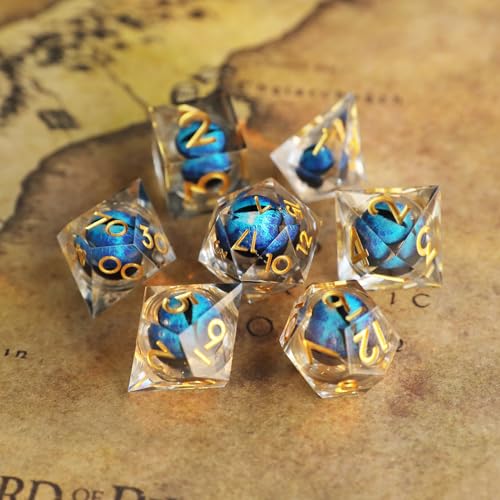 DND Würfel Set Drachenauge Polyedrische Harz Spielwürfel Scharfkantige D&D Rollenspiel Würfel für Dungeons and Dragons RPG MTG Ttrpg Pathfinder Rollenspiel D20 D12 D10 D8 D6 D4 mit Geschenkbox von Elifel