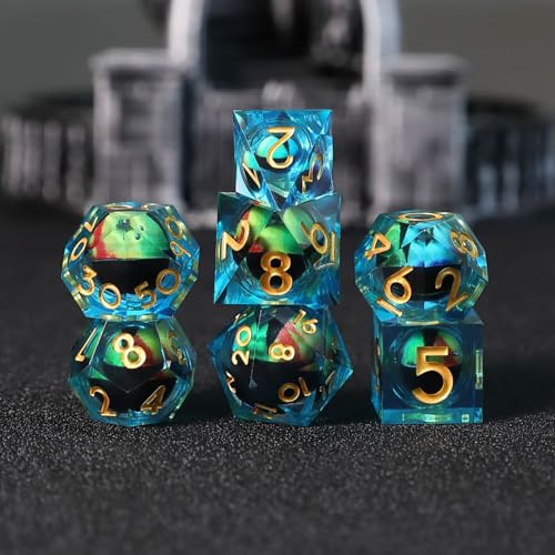 DND Würfel Set Drachenauge Polyedrische Harz Spielwürfel Scharfkantige D&D Rollenspiel-Würfel für Dungeons and Dragons RPG MTG Ttrpg Pathfinder Rollenspiel D20 D12 D10 D8 D6 D4 mit Geschenkbox DND Würfel Set Drachenauge Polyedrische Harz Spielwürfel Scharfkantige D&D Rollenspiel-Würfel für Dungeons and Dragons RPG MTG Ttrpg Pathfinder Rollenspiel D20 D12 D10 D8 D6 D4 mit Geschenkbox von Elifel