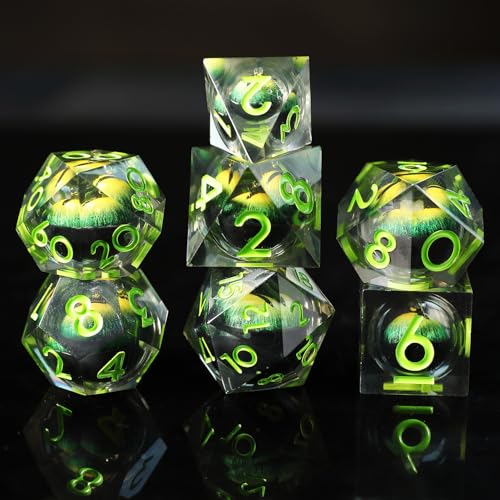 DND Würfel Set Schädel Augapfel Polyedrische Harz Spielwürfel Scharfkantige D&D Rollenspiel-Würfel für Dungeons and Dragons RPG MTG Ttrpg Pathfinder Rollenspiel D20 D12 D10 D8 D6 D4 mit Geschenkbox von Elifel