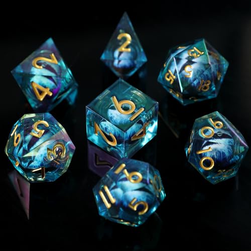 DND Würfel Set Schillernde Beschichtung Handgefertigte 7pcs, D&D-Harz Scharfe Kante, DND-Würfelset für Dungeons und Dragons Rollenspiele Tabletop Spiele mit Geschenketui DND Würfel Set Schillernde Beschichtung Handgefertigte 7pcs, D&D-Harz Scharfe Kante, DND-Würfelset für Dungeons und Dragons Rollenspiele Tabletop Spiele mit Geschenketui von Elifel