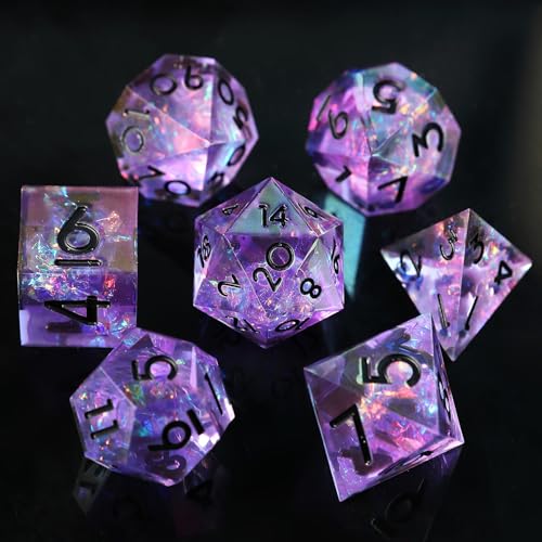 DND Würfel Set Schillernde Beschichtung Handgefertigte 7pcs, D&D-Harz Scharfe Kante, DND-Würfelset für Dungeons und Dragons Rollenspiele Tabletop Spiele mit Geschenketui DND Würfel Set Schillernde Beschichtung Handgefertigte 7pcs, D&D-Harz Scharfe Kante, DND-Würfelset für Dungeons und Dragons Rollenspiele Tabletop Spiele mit Geschenketui von Elifel
