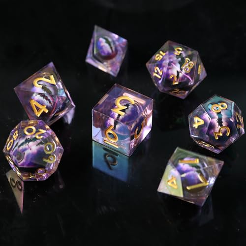 DND Würfel Set Schillernde Beschichtung Handgefertigte 7pcs, D&D-Harz Scharfe Kante, DND-Würfelset für Dungeons und Dragons Rollenspiele Tabletop Spiele mit Geschenketui DND Würfel Set Schillernde Beschichtung Handgefertigte 7pcs, D&D-Harz Scharfe Kante, DND-Würfelset für Dungeons und Dragons Rollenspiele Tabletop Spiele mit Geschenketui von Elifel