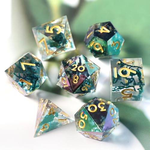 DND Würfel Set Schillernde Beschichtung Handgefertigte 7pcs, D&D-Harz Scharfe Kante, DND-Würfelset für Dungeons und Dragons Rollenspiele Tabletop Spiele mit Geschenketui DND Würfel Set Schillernde Beschichtung Handgefertigte 7pcs, D&D-Harz Scharfe Kante, DND-Würfelset für Dungeons und Dragons Rollenspiele Tabletop Spiele mit Geschenketui von Elifel