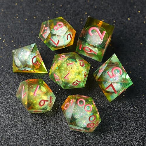 DND Würfel Set Treibsand Polyedrische Harz Spielwürfel Scharfkantige D&D Rollenspiel-Würfel für Dungeons and Dragons RPG MTG Ttrpg Pathfinder Rollenspiel D20 D12 D10 D8 D6 D4 mit Geschenkbox von Elifel