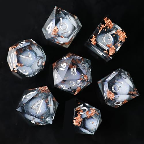 Liquid Core DND Würfel Set 7pcs, Treibsand Polyeder Kunstharz Würfel mit Scharfen Kanten für Dungeons und Dragons, RPG D20 D12 D10 D8 D6 D4 Würfel, Goldfolie Thematisch D&D Rollenspiel Würfel Liquid Core DND Würfel Set 7pcs, Treibsand Polyeder Kunstharz Würfel mit Scharfen Kanten für Dungeons und Dragons, RPG D20 D12 D10 D8 D6 D4 Würfel, Goldfolie Thematisch D&D Rollenspiel Würfel von Elifel