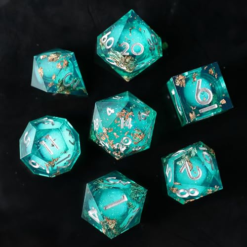 Liquid Core DND Würfel Set 7pcs, Treibsand Polyeder Kunstharz Würfel mit Scharfen Kanten für Dungeons und Dragons, RPG D20 D12 D10 D8 D6 D4 Würfel, Goldfolie Thematisch D&D Rollenspiel Würfel Liquid Core DND Würfel Set 7pcs, Treibsand Polyeder Kunstharz Würfel mit Scharfen Kanten für Dungeons und Dragons, RPG D20 D12 D10 D8 D6 D4 Würfel, Goldfolie Thematisch D&D Rollenspiel Würfel von Elifel